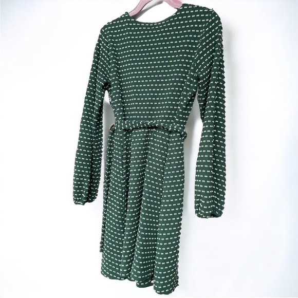 Maeve by Anthropologie ~ Malta green V-neck Lined Long Sleeve Dress | Sz Medium - Picture 3 of 12